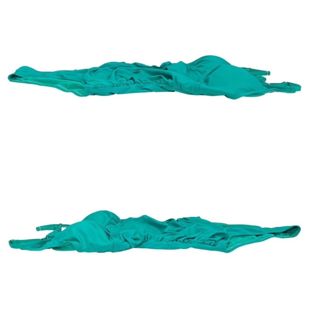 Hilor One Piece Swimsuit Womens Size 16 Teal Ruched Monokini Macrame Back‎ Swim - Picture 4 of 11